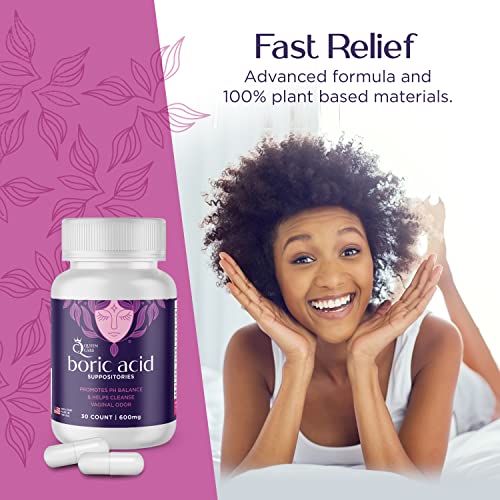 Queen Care - Boric Acid Suppositories, Boric Acid Suppositories for Feminine Care, Safe & All-Natural pH Queen Care uk supplements