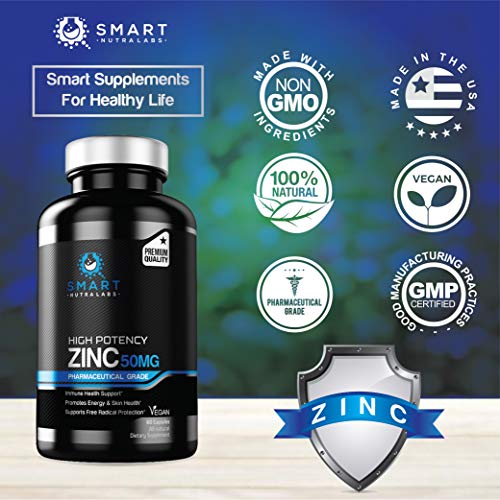High Potency Zinc Picolinate 50MG- Vegan Zinc Supplement, Supports SMART NUTRA LABS uk supplements