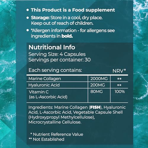 Fitimins Marine Collagen Capsules, 2000mg with Hyaluronic Acid & Vitamin C Fitimins uk supplements