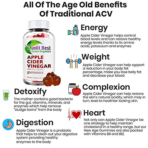 Apple Cider Vinegar Gummies Vitamins with The Mother, Delicious Immunity, Gluten Free Sunlit Best Green Organics uk supplements