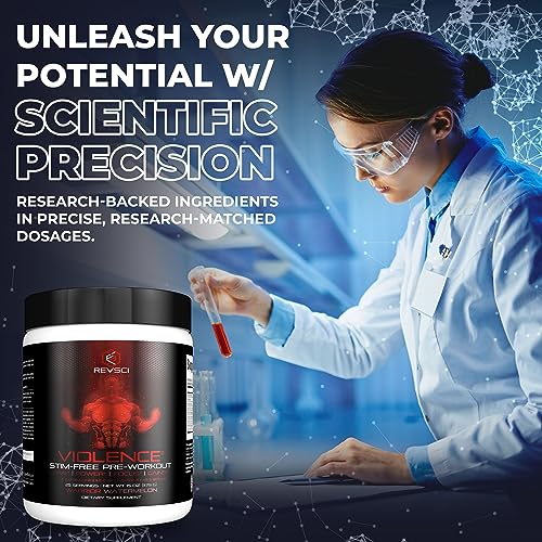VIOLENCE Stim Free Pre Workout Powder by REVSCI, Precision Dosed Non Stim Preworkout Revolution Science uk supplements