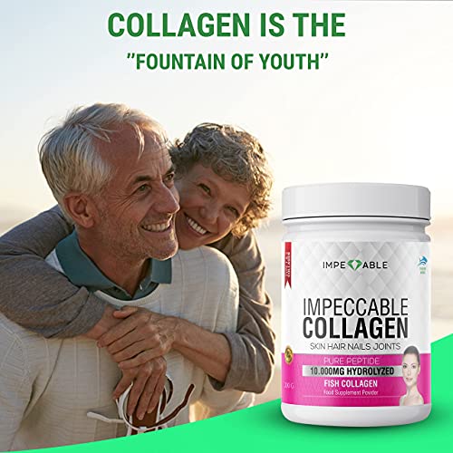 IMPECCABLE Collagen Premium 10.000 mg Pure peptide hydrolyzed Marine Collagen Powder Impeccable uk supplements