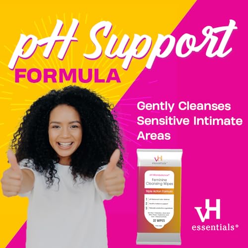 vH essentials Feminine Cleansing Wipes - pH Balanced, Prebiotics, Tea Tree & Aloe, Soothing Witch Hazel vH essentials uk supplements