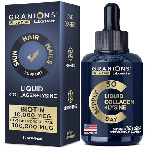 Liquid Collagen Peptides with Biotin and Lysine - Max Hair Skin and Nails Liquid Collagen Granions uk supplements