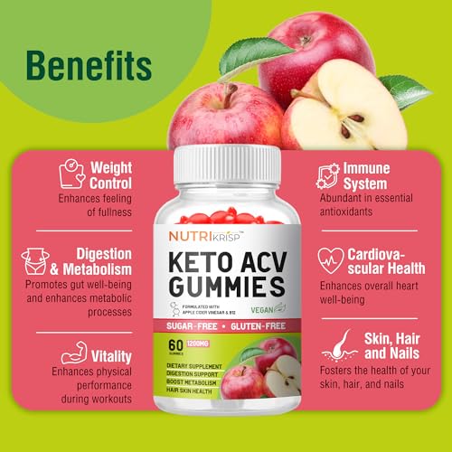 NutriKrisp Organic Keto ACV Gummy for Weight Loss - Sugar & Gluten Free Apple Cider NutriKrisp uk supplements