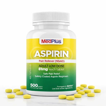 MedPlus Low Dose Aspirin 81 mg - 500 Tablets | Enteric Coated | Pain Reliever for Minor Aches and Pains, Fever Reducer - Made in USA MedPlus uk supplements