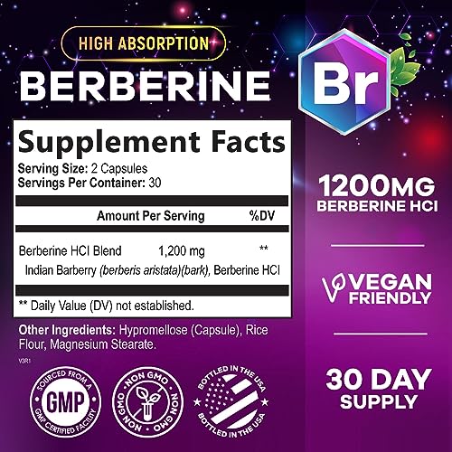 Berberine Supplement 1200mg per Serving - High Absorption Heart Health Support Nature's Nutrition uk supplements