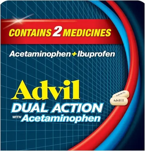 Advil Dual Action Coated Caplets, 125 Mg Ibuprofen and 250 Mg Acetaminophen per Dose (2 Dose Equivalent) for 8 Hour Pain Relief - 216 Count Advil uk supplements