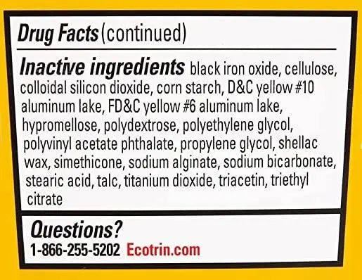 Ecotrin Safety Coated Aspirin Arthritis Pain Reliever Tablets, Regular Strength, NSAID 325 mg, 125 ct (Pack of 2) Ecotrin uk supplements