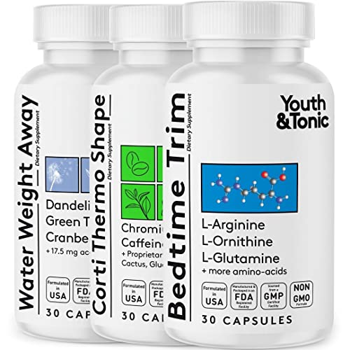 Youth & Tonic Shred Sculpt Lean 3 x Diet Pills w Water Weight Away & Cortithermo Shape Youth & Tonic uk supplements