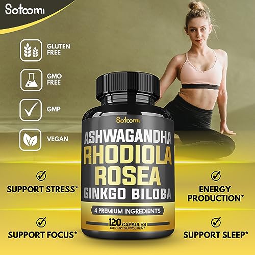 6050mg Rhodiola Rosea Supplement with Ashwagandha Root, Ginkgo Biloba & Black Pepper Satoomi uk supplements