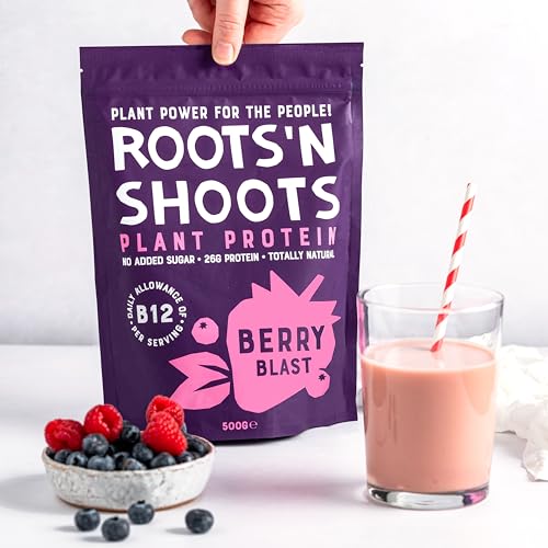 Roots 'n Shoots Vegan Protein, Shake, Berry Flavour, with Added B12, 26g Protein ROOTS 'N SHOOTS uk supplements