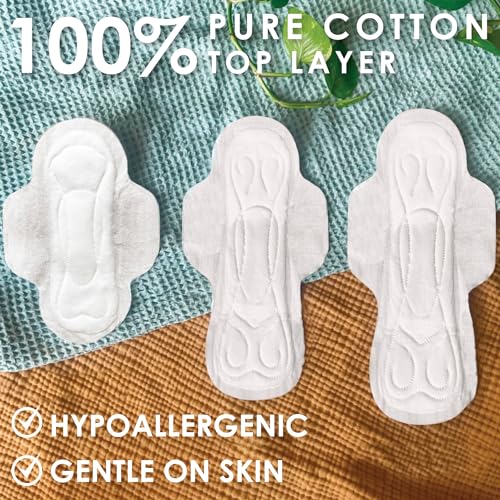 L. Pure Cotton Topsheet Pads for Women, Regular Absorbency, Ultra Thin Pads with Wings L. uk supplements