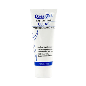 ClearZal Fast Acting Clear Pain Relieving Gel with Cooling Cryotherapy, Boswellia and Glucosamine for Sore Muscles and Joints, Soothing Cooling Gel 3.4 oz Clearzal uk supplements