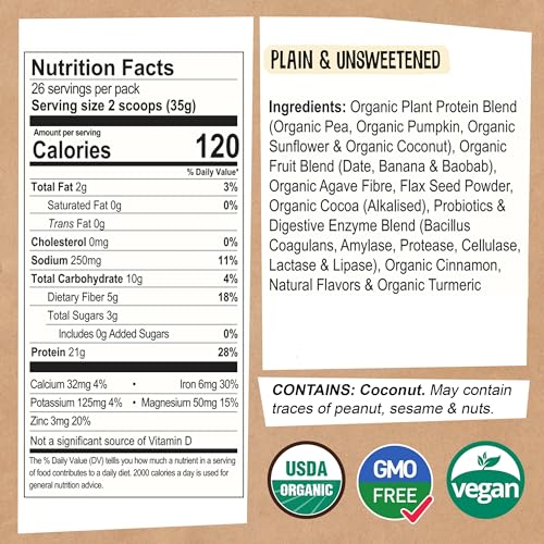 EarthChimp Organic Vegan Protein Powder - with Probiotics - Non GMO, Dairy Free EarthChimp uk supplements