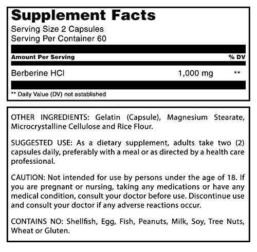 Amazing Formulas Berberine 1000mg Per Serving 120 Capsules Supplement | Non GMO Amazing Nutrition uk supplements