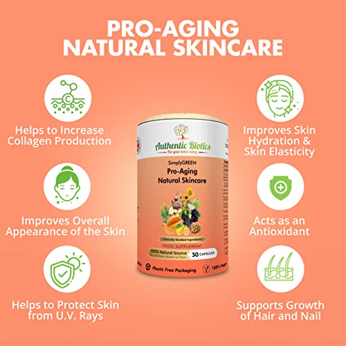 Vegan Collagen Boosting Natural Plant-based Skincare, Vitamins for Healthy Skin with Antioxidants Authentic Biotics uk supplements