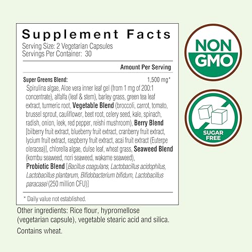 Country Farms Super Greens Vegicaps, 32 Super Foods, Whole Food Supplement, Greens, Fruit, Vegetables, Mushrooms & Probiotics, Rich in Antioxidants & Phytonutrients, 60 Count, 30 Servings Country Farms uk supplements