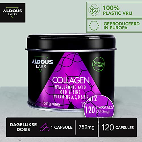 120 Capsules - Collagen with Hyaluronic Acid + Coenzyme Q10 + Vitamin C, A, D and B12 + Zinc Aldous Labs uk supplements