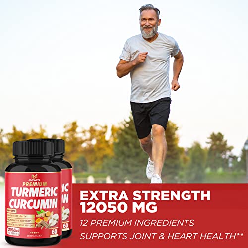 (2 Packs) Premium Turmeric Curcumin Supplement 12050mg with Ginger, Apple Cider Vinegar BMVINVOL uk supplements