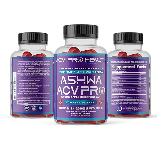 Ashwa ACV Pro Health - Sugar Free Apple Cider Vinegar Gummies, Ashwagandha Gummies Promethean Wellness uk supplements