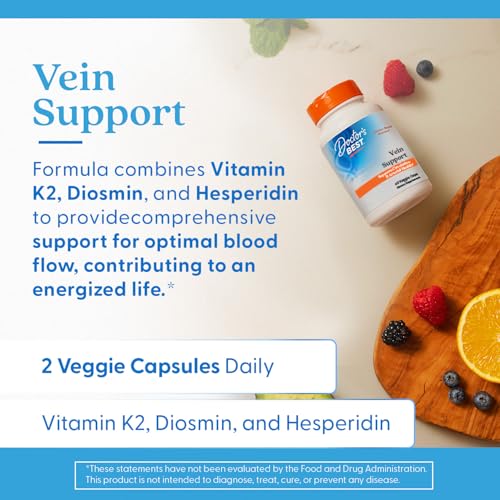 Doctor's Best Vein Support Supplement - Contains Diosmin & Hesperidin, Circulation Support for Legs & Feet, for Men & Women, Formula with Vitamin K2 & Natural Orange Extract, Vegan - 60 Veg Caps Doctor's BEST uk supplements