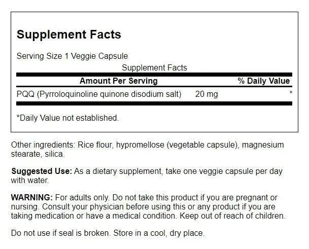 Swanson Pqq Pyrroloquinoline Quinone 20 Milligrams 30 Veg Capsules Swanson uk supplements