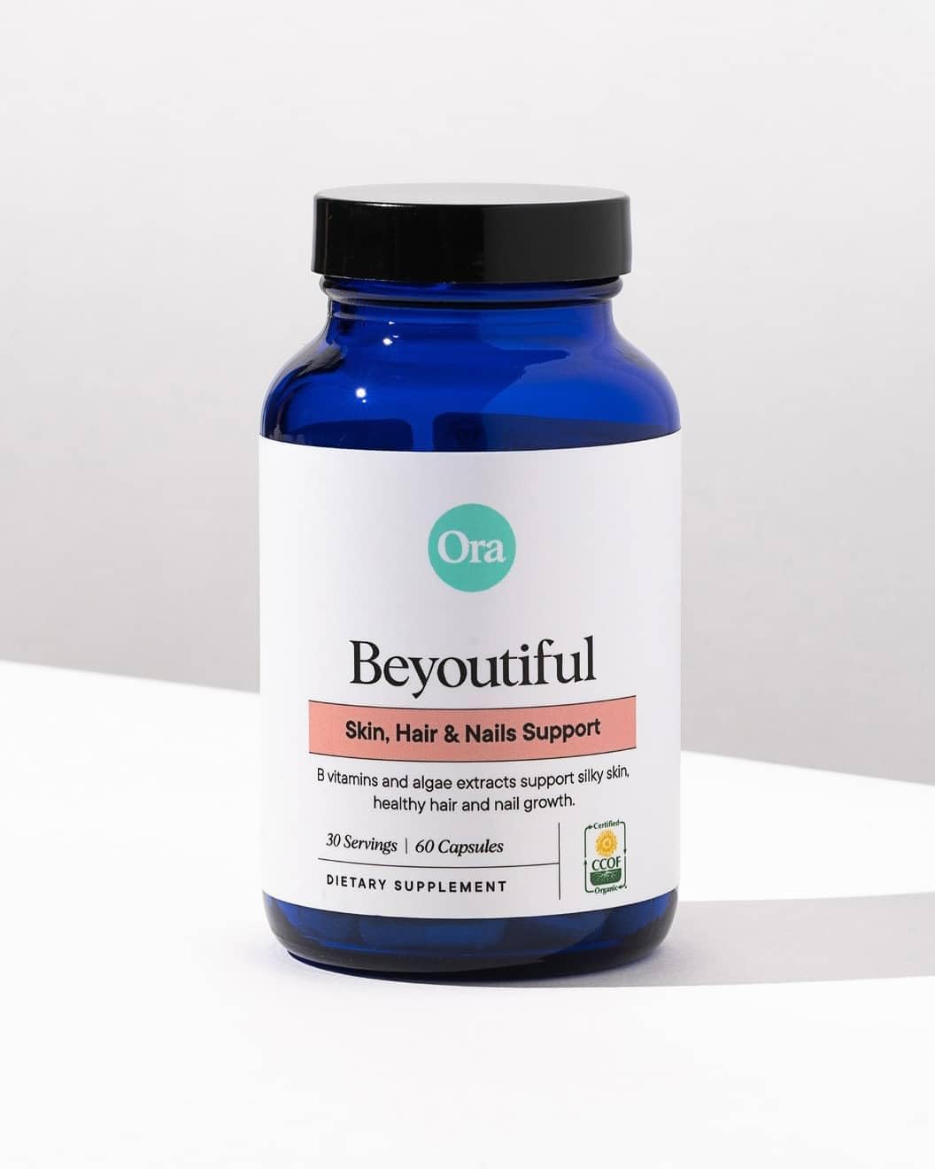 Ora Organic Hair, Skin, and Nails Support- BeYouTiful - Beauty Supplement with B Vitamins and Algae Extracts for Healthy Hair and Skin - 60 Vegan Capsules Ora Organic uk supplements