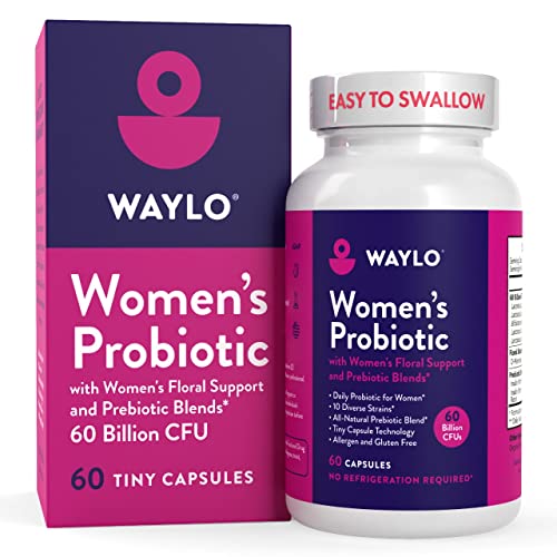 Probiotics for Women | Easy to Swallow Tiny Capsule | with Prebiotics, 60 Billion CFUs Waylo uk supplements