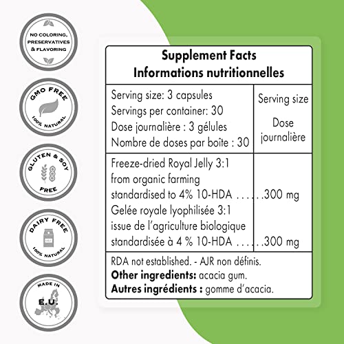 Supersmart - Organic Royal Jelly 300mg per Day (High Strength 4% 10-HDA) - Freeze Supersmart uk supplements