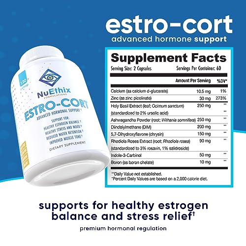 NuEthix Formulations Estro-Cort Anti-Estrogen Nutritional Support Dietary Supplement, 120 Capsules NuEthix Formulations uk supplements