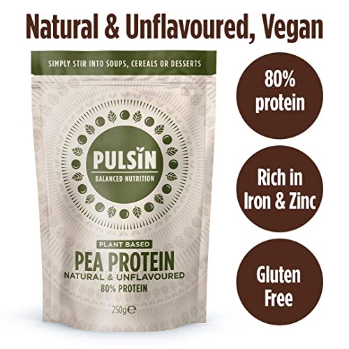 Pulsin - Unflavoured Vegan Pea Protein Powder - 250g - 8.0g Protein, 0g Carbs, 41 Kcals Per Serving Pulsin uk supplements