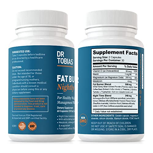 Dr. Tobias Fat Burner Nightly, Night Time Metabolic Support with White Kidney Bean Extract Dr. Tobias uk supplements