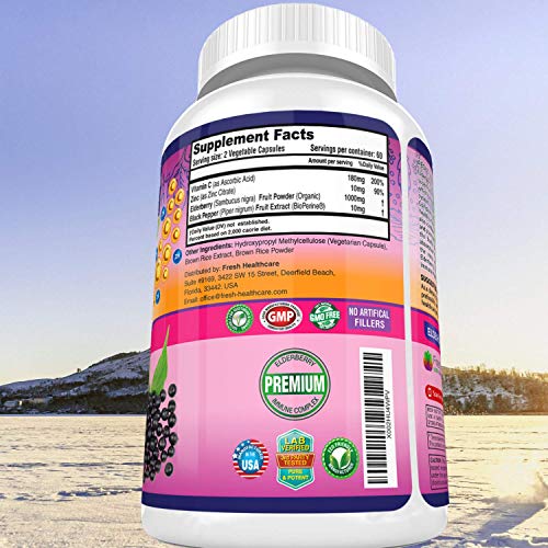 FRESH HEALTHCARE Elderberry Capsules - High Potency Black Elderberry with Zinc FRESH HEALTHCARE uk supplements