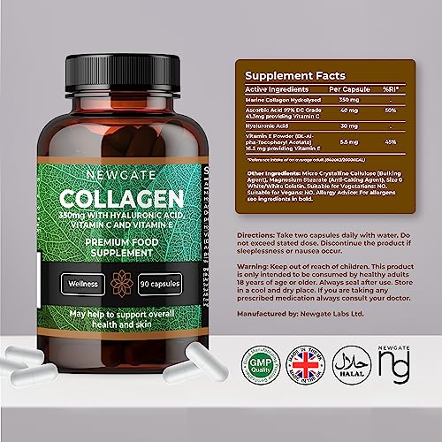 Newgate Labs Marine Collagen 350mg with Hyaluronic Acid, Vitamin C & Vitamin E Newgate Labs uk supplements
