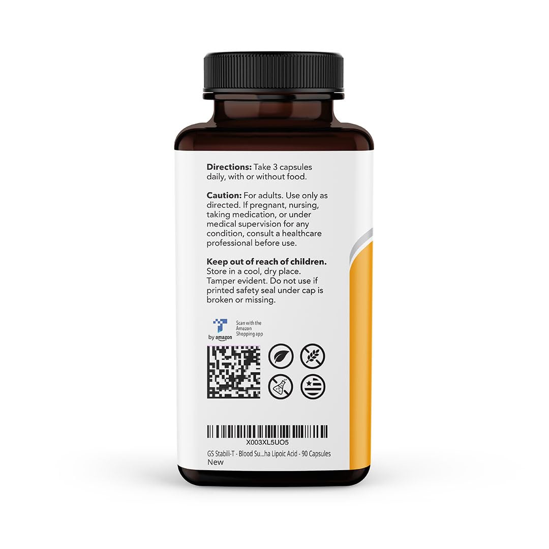 LifeSeasons GS Stabili-T - Blood Sugar Support Supplement - Healthy Circulation & Vision - Maintain Normal Levels - Chromium Cinnamon Gymnema Bilberry & Alpha Lipoic Acid - 90 Capsules LifeSeasons uk supplements