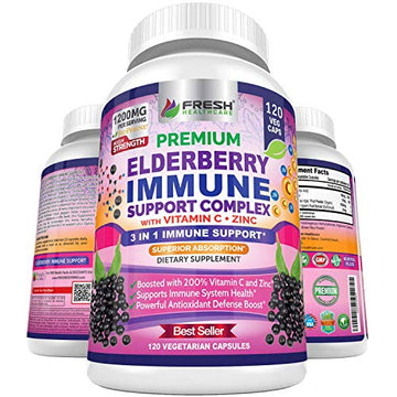 FRESH HEALTHCARE Elderberry Capsules - High Potency Black Elderberry with Zinc FRESH HEALTHCARE uk supplements