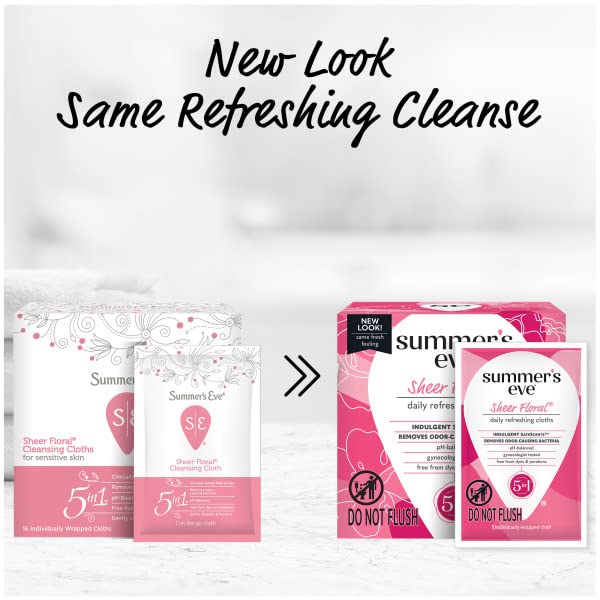 Summer's Eve Sheer Floral Daily Refreshing Feminine Wipes, Removes Odor, pH balanced, 16 count, (Pack of 8) Summer's Eve uk supplements
