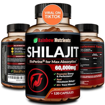 Pure Himalayan Shilajit Capsules Supplement (60,000mg+ Absorption Enhancer+50% Rainbow Nutrients, LLC uk supplements
