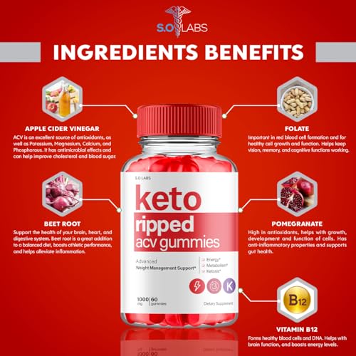 (5 Pack) Keto Ripped ACV Gummies, Keto Ripped ACV Gummies Advanced Weight Loss S.O Labs uk supplements