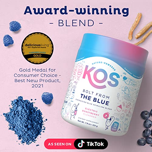 KOS USDA Organic Energizing Blue Spirulina Blend - 70 mg Organic Caffeine, B-Complex KOS uk supplements
