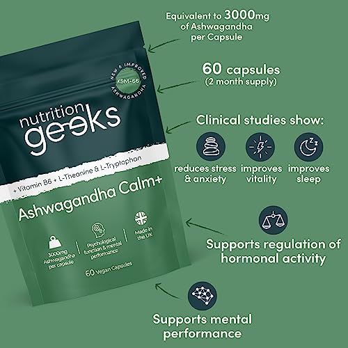 Ashwagandha KSM 66 Complex - 3000mg Enhanced with Amino Acids & Vitamin B6 Nutrition Geeks uk supplements