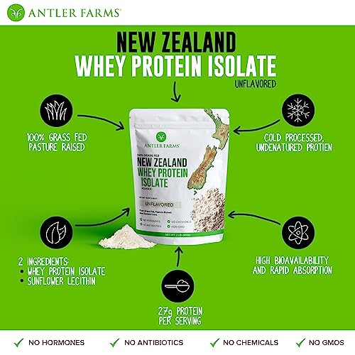 Antler Farms - 100% Grass Fed New Zealand Whey Protein Isolate, Unflavored, 30 Servings Antler Farms uk supplements