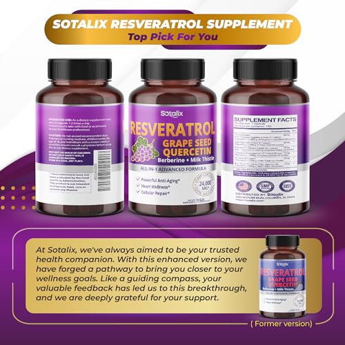 Resveratrol 24,000mg with Grape Seed + Quercetin Berberine + Milk Thistle Powerful Anti SOTALIX SUPPLEMENT uk supplements