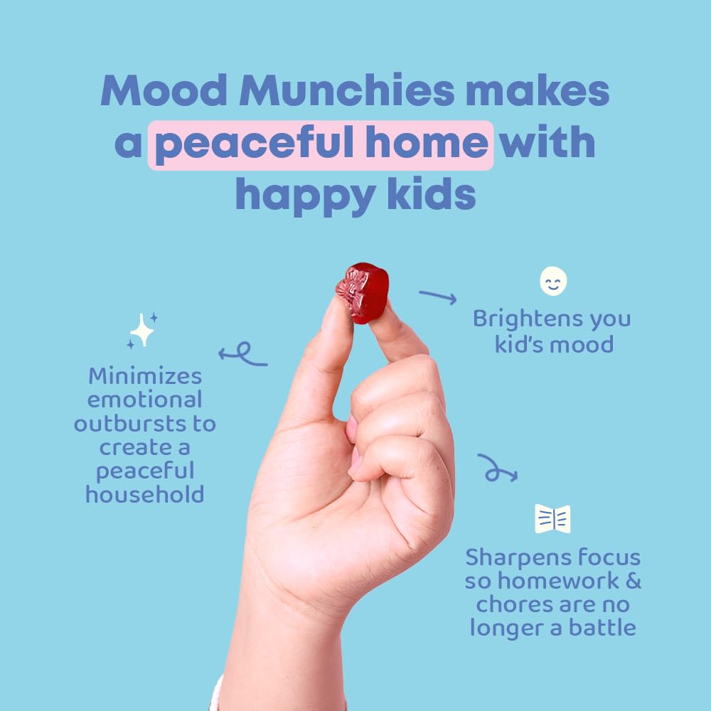 JoySpring Mood Munchies Saffron Gummies for Kids 4+ | Saffron Extract Supplement with GABA, Passion Flower & St Johns Wort | Sugar Free Vegan Brain Support & Kids Focus Gummies | Crafted in USA JoySpring uk supplements