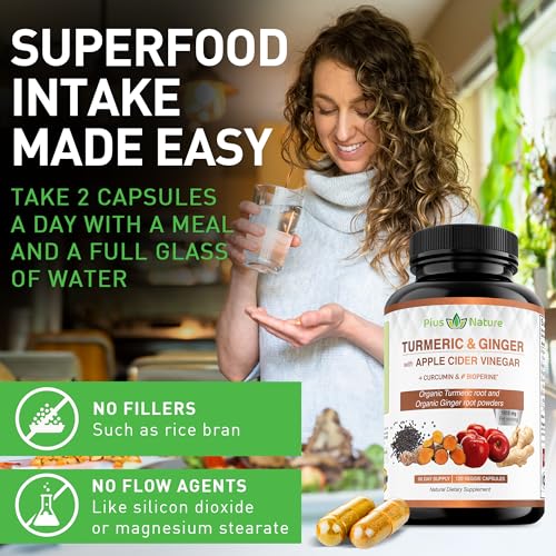 PIUS NATURE Turmeric Curcumin and Ginger with Apple Cider Vinegar, USDA Organic PIUS NATURE uk supplements