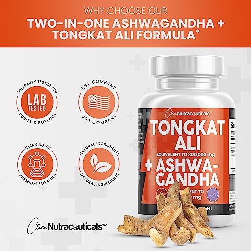 Clean Nutraceuticals Tongkat Ali 300,000mg and Ashwagandha 100,000mg Clean Nutraceuticals uk supplements