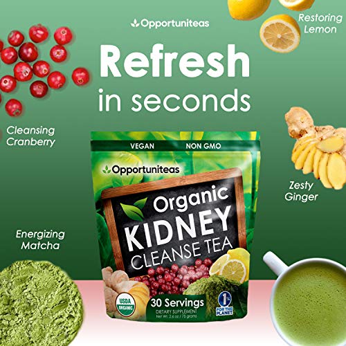 Opportuniteas Organic Kidney Detox Tea- Matcha Green Tea, Cranberry, Lemon & Ginger Opportuniteas uk supplements