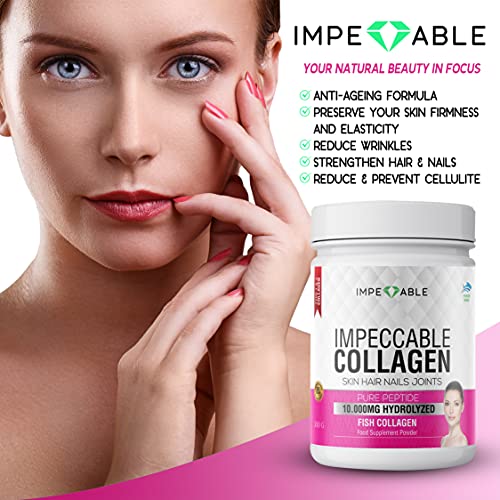 IMPECCABLE Collagen Premium 10.000 mg Pure peptide hydrolyzed Marine Collagen Powder Impeccable uk supplements