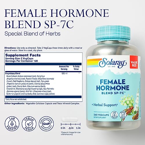 Solaray Female Hormone Blend SP-7C, Herbal Support Hormonal Balance for Women SOLARAY uk supplements